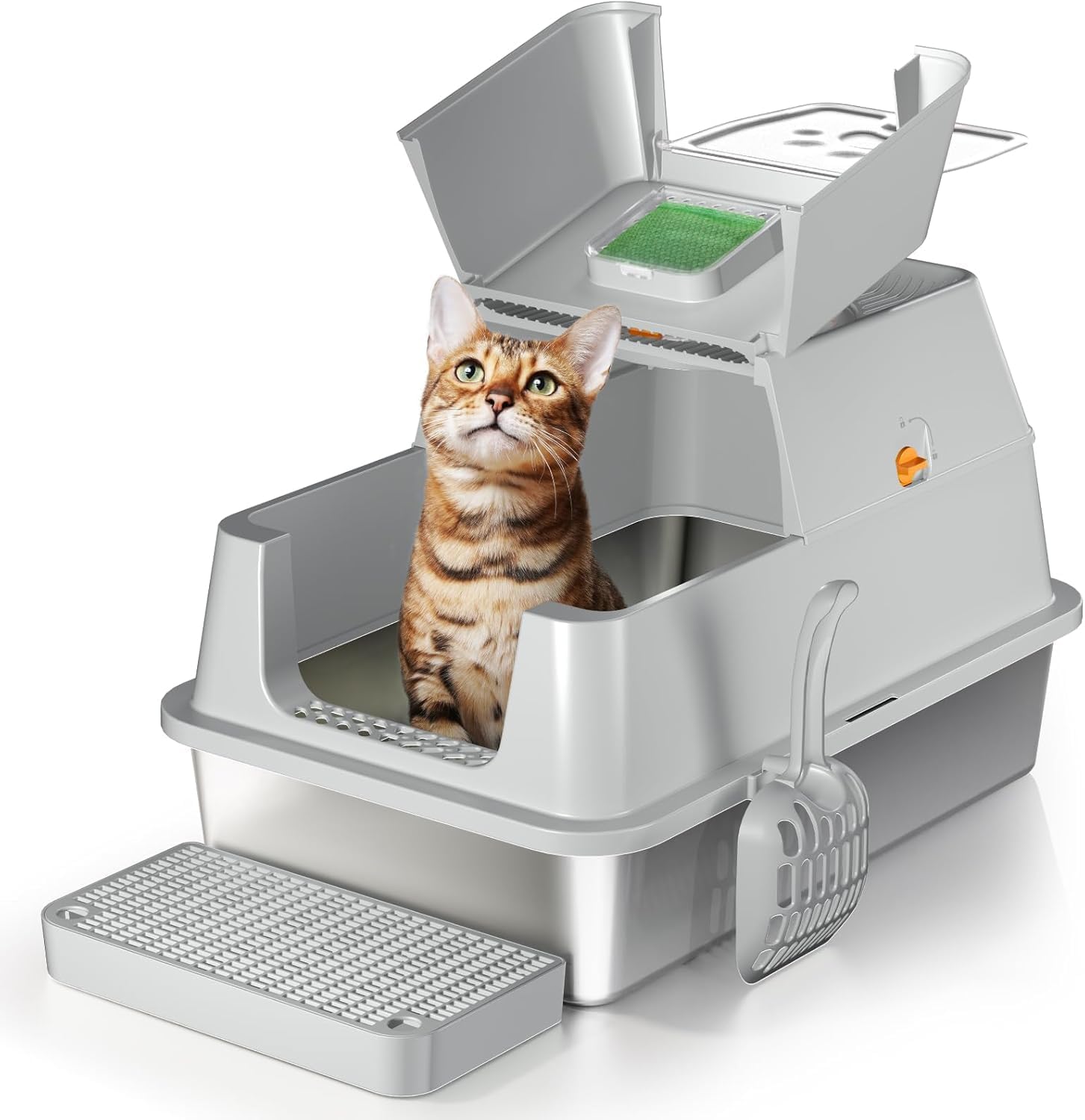 Eosarcu Stainless Steel Cat Cuvette, Large, Grey 60x40x39cm