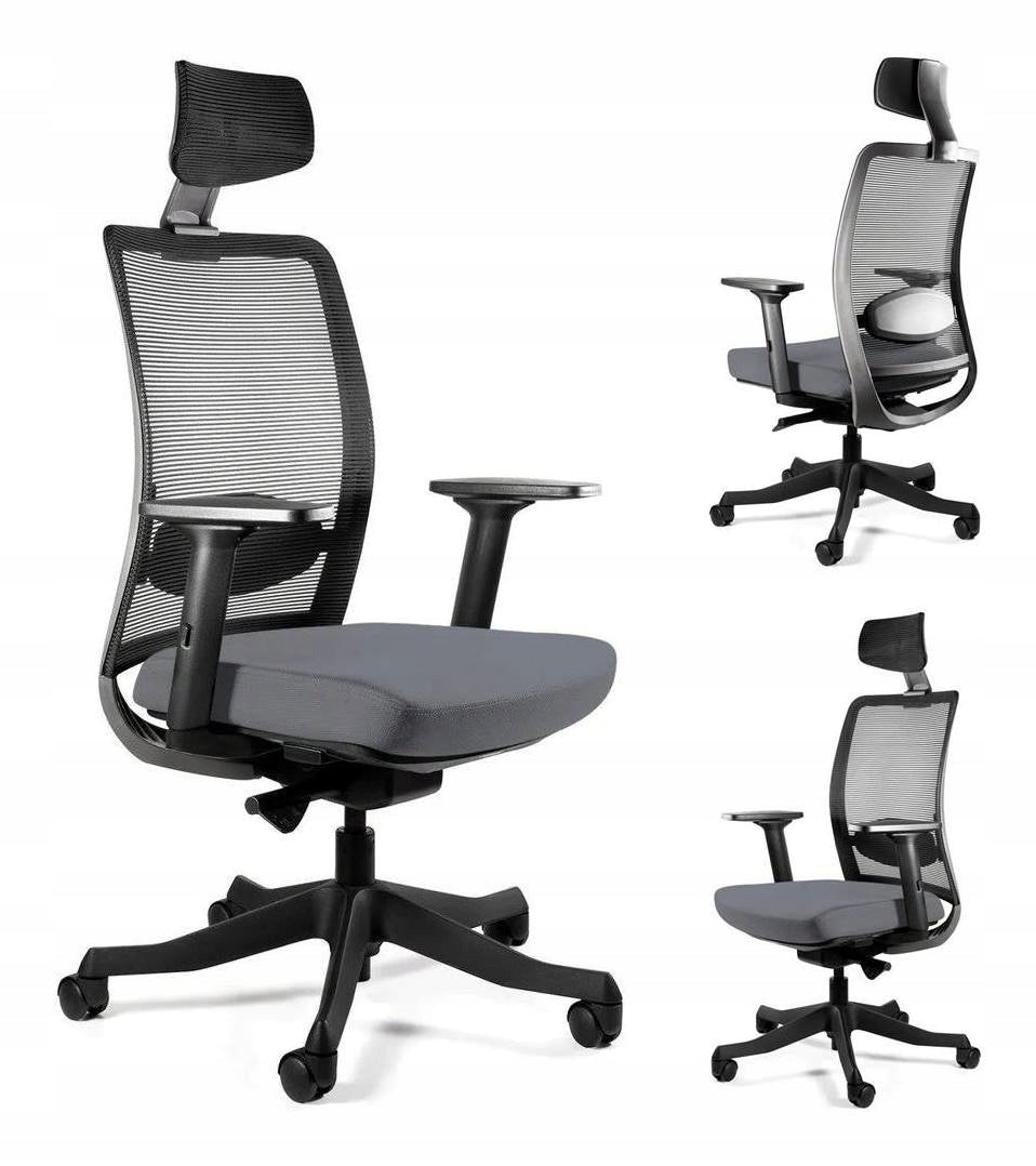 Ergonomic Armchair ZUREYA Grey Black Mesh Swivel Office Fabric 130k