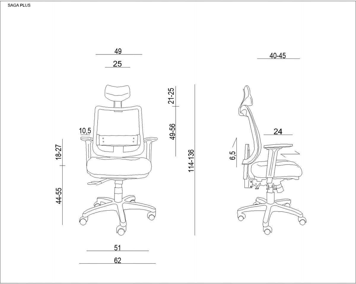 Ergonomic Chair Saga Plus BL403 Burgundy Office Adjustable Brand Unique