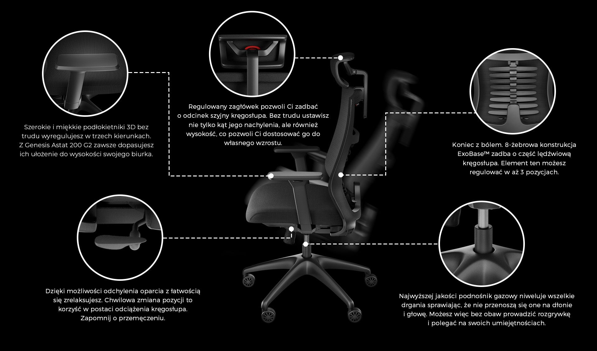 Ergonomic Gaming Chair GENESIS Astat 200 G2 Black NFG1943 Upholstery color black
