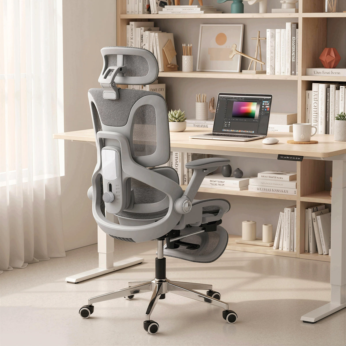Ergonomic HOMCOM mesh office chair, with lumbar support, grey Medical device no