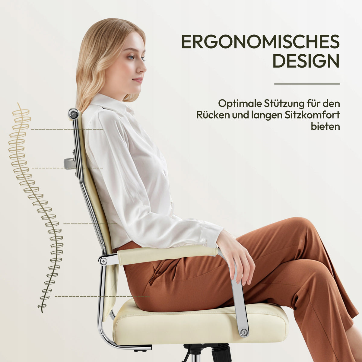 Ergonomic Office Chair, Armrest Chair, Swivel, Beige Medical device no