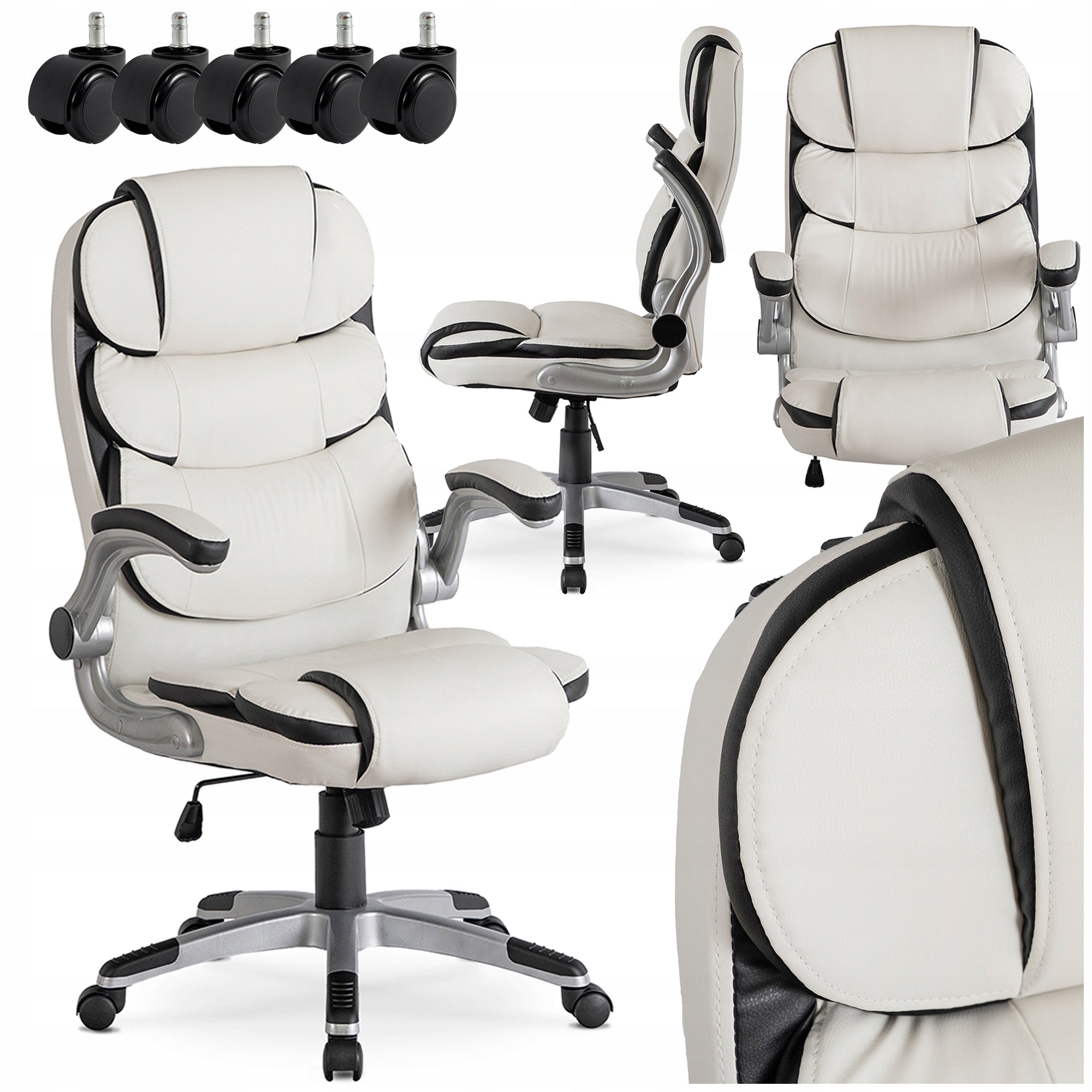 Ergonomic Office Chair Rotating Computer Chair White LIVERPOOL