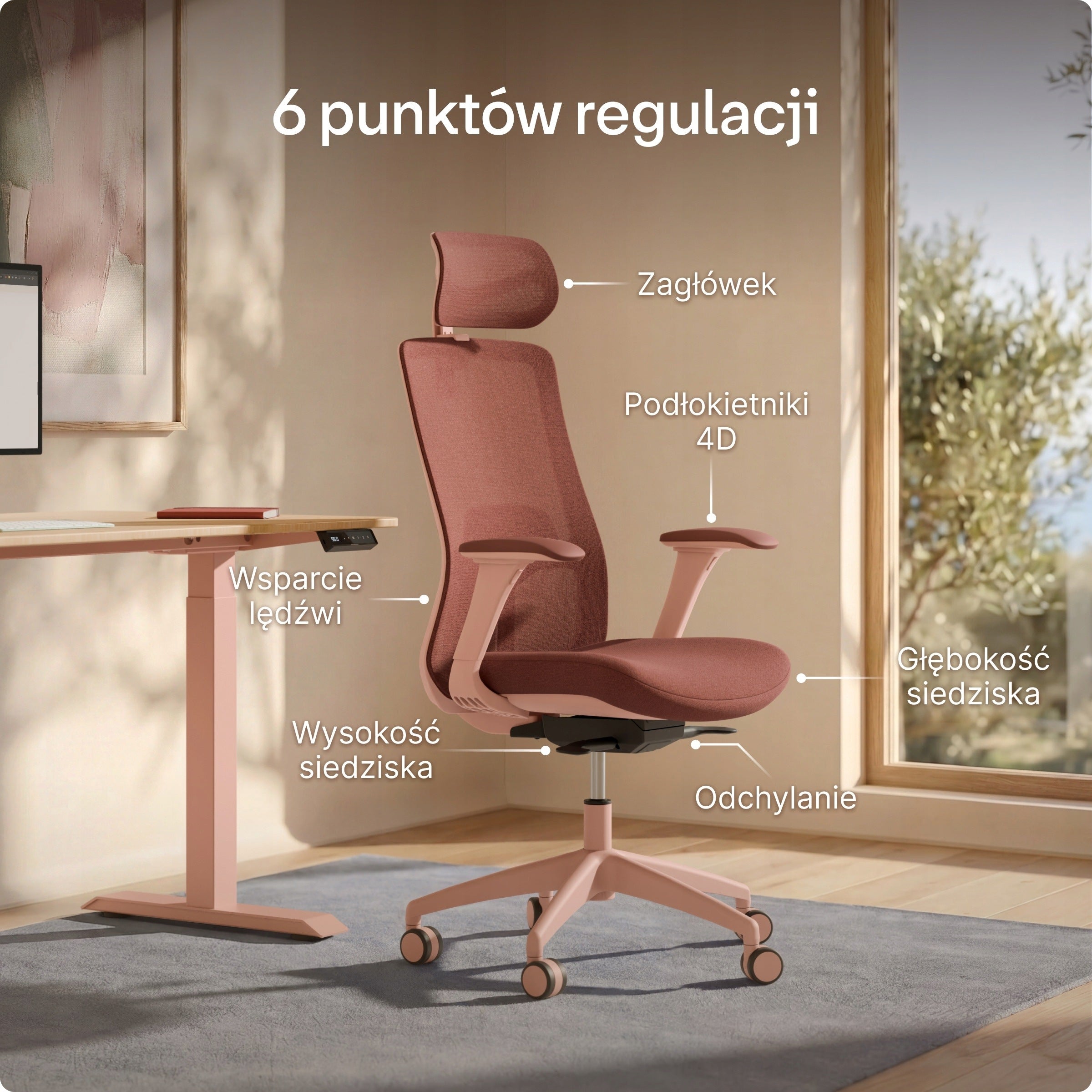 Ergonomic Office Chair Swivel Chair SitOne Pink Medical device no