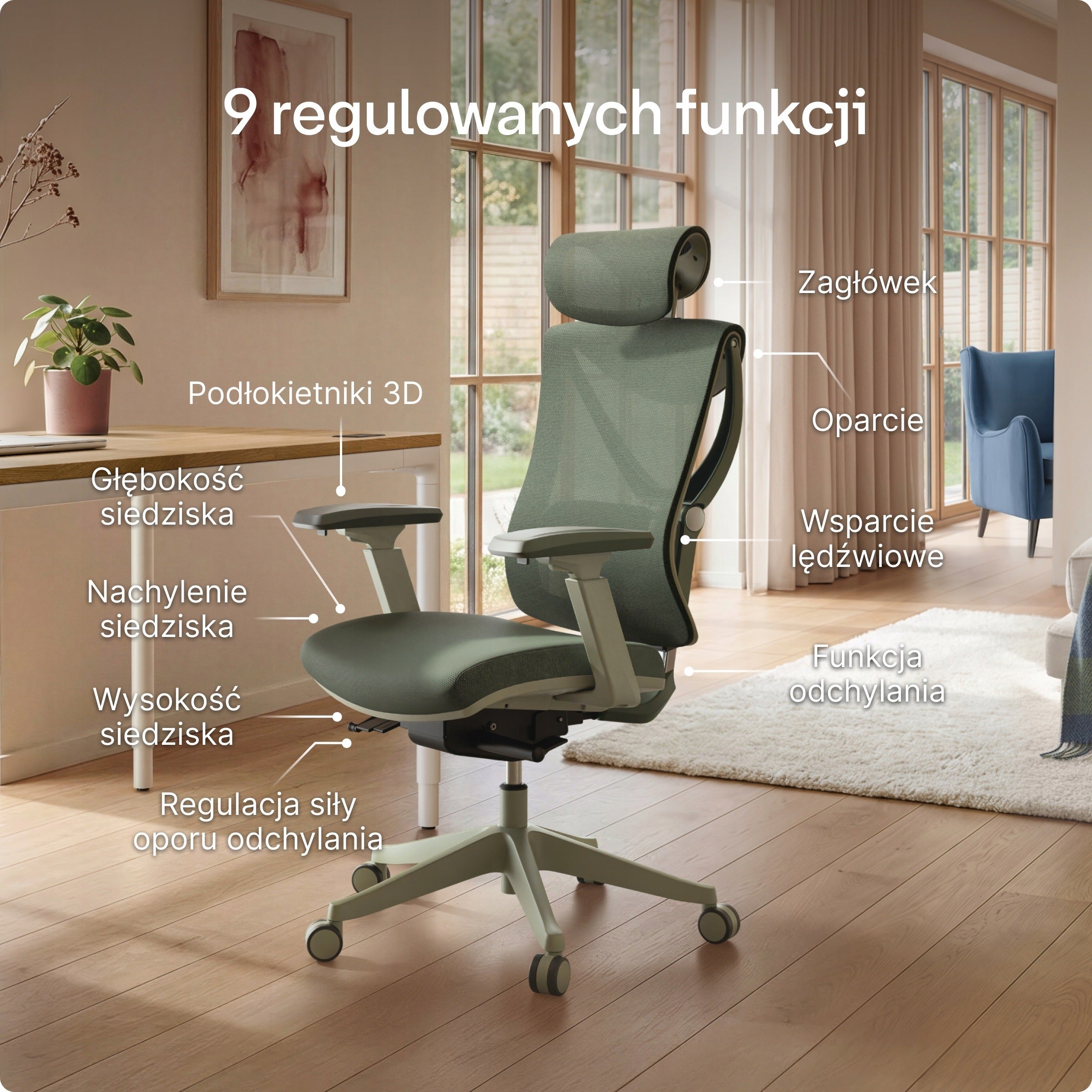 Ergonomic Office Chair Swivel Chair SitPro Green Medical device no