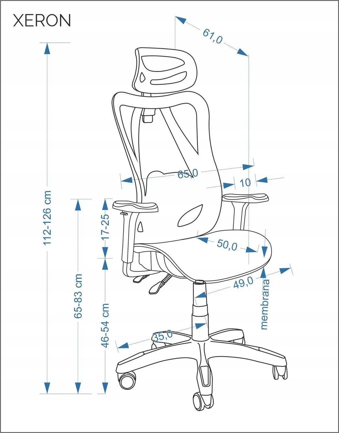 Ergonomic Office Chair Xeron Multiblock Mesh Black Halmar Headrest Furniture depth 61 cm