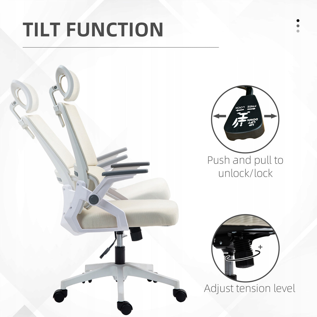 Ergonomic Office Chair with Adjustable Headrest, Mesh Brand Vinsetto