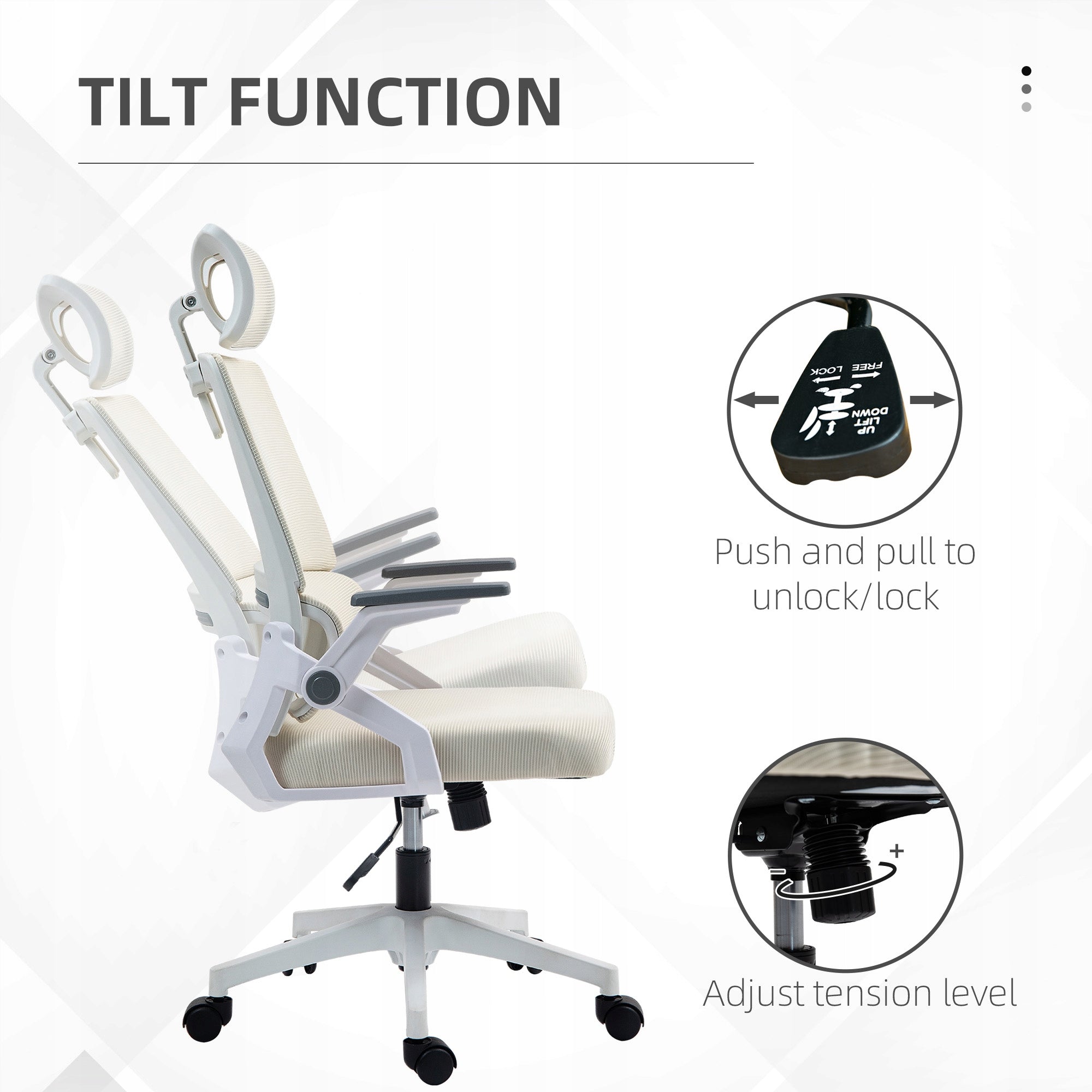 Ergonomic Office Chair with Adjustable Headrest, Mesh Brand Vinsetto