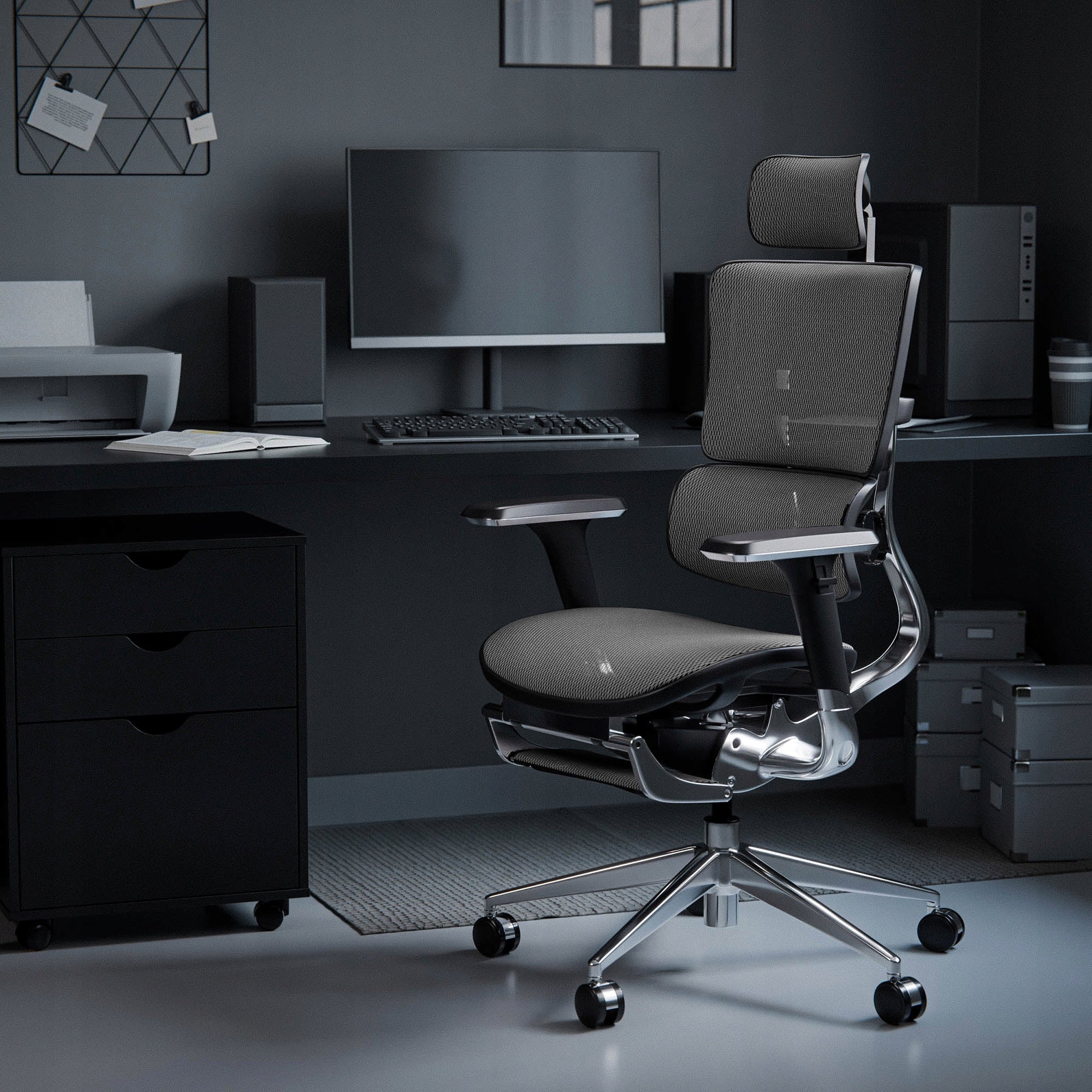 Ergonomic Office Chair with Footrest DIABLO V-Master Black-Grey Packaging status original