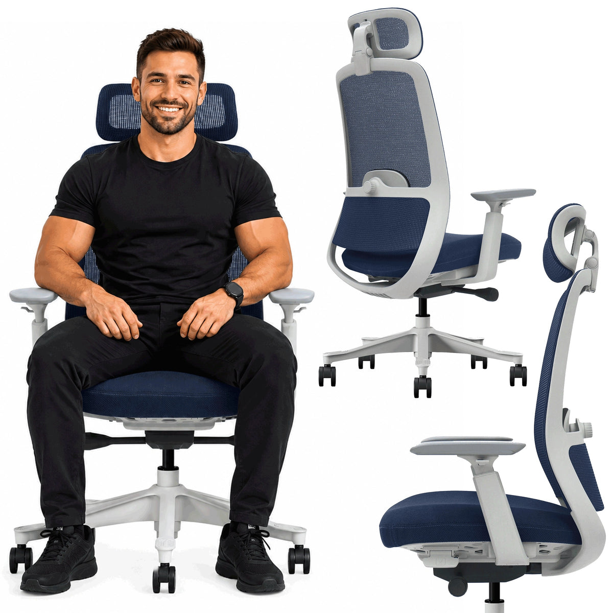 Ergonomic Office Gaming Chair Rotating 3D Adjustable V3 Premium Grey