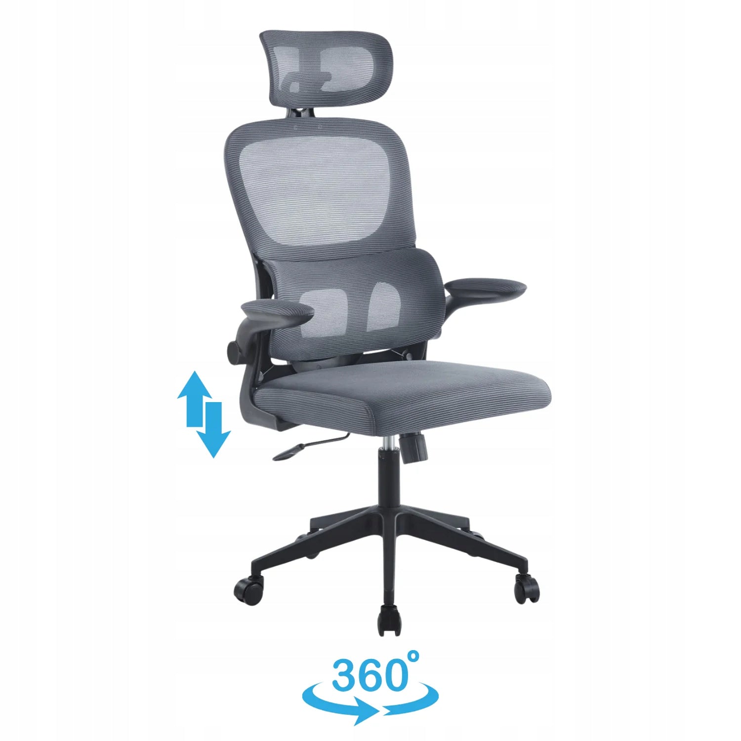 Ergonomic Office Swivel Chair for Computer Desk with Mesh ASTA Grey Brand MONOVO