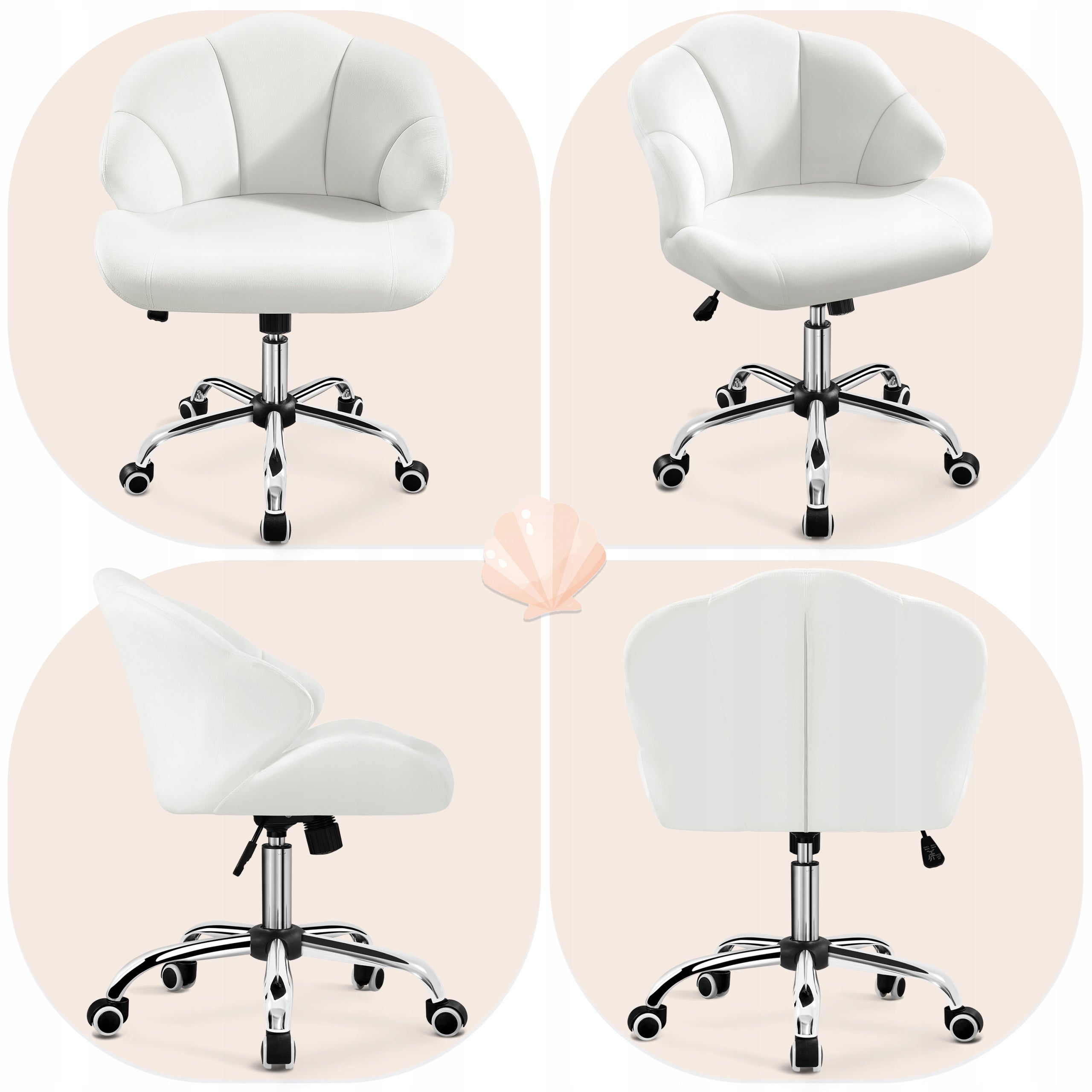 Ergonomic Swivel Chair, Adjustable Height, Wheels, Snow Color Packaging status original
