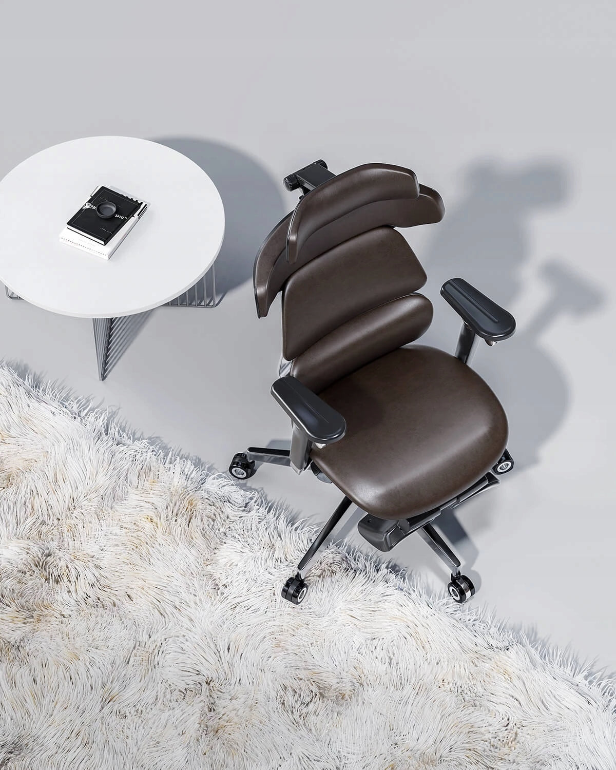 Ergonomic armchair Scorpio brown genuine leather lumbar support Brand Meb-lab