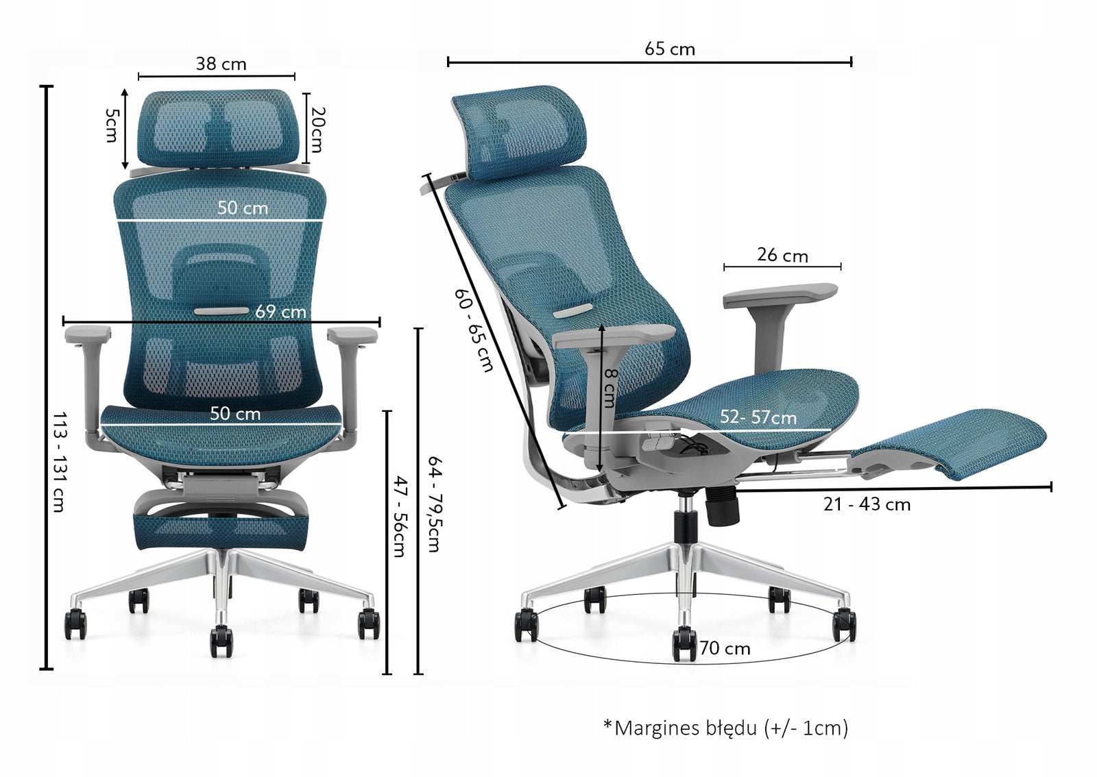 Ergonomic chair ANGEL HOMER Mesh 4D Synchro Footrest up to 150kg Packaging status original