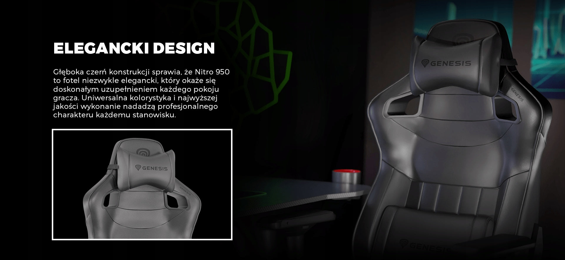 Ergonomic chair GENESIS Nitro 950 office gaming black NFG-1366 Furniture depth 51 cm