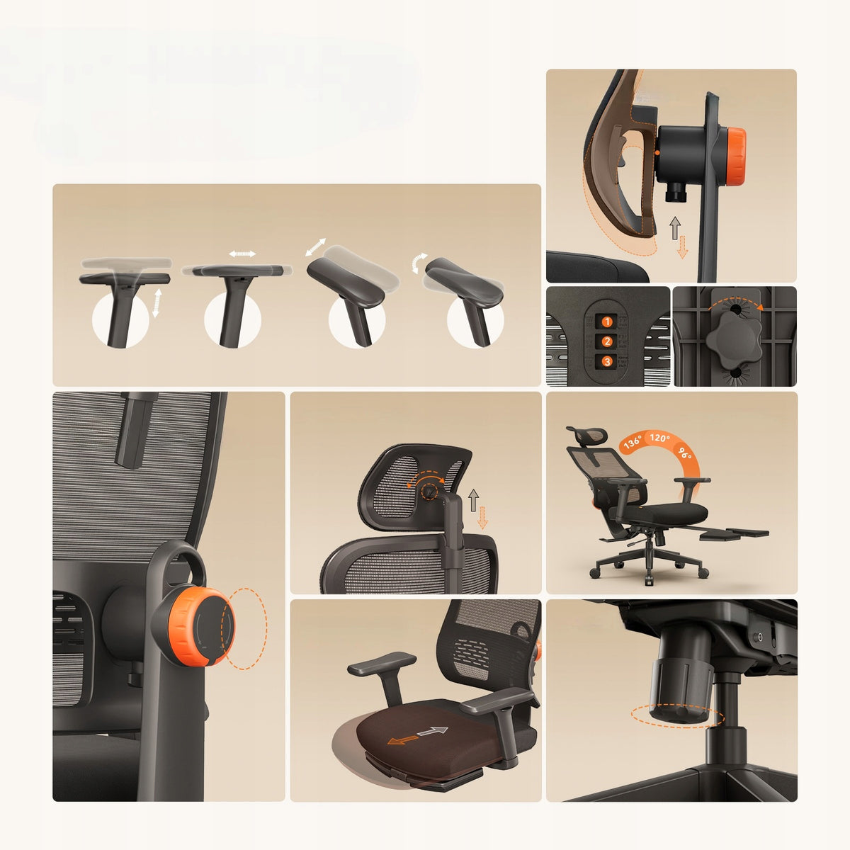 Ergonomic chair Newtral Magic H-BP with footrest automatic support Packaging status original