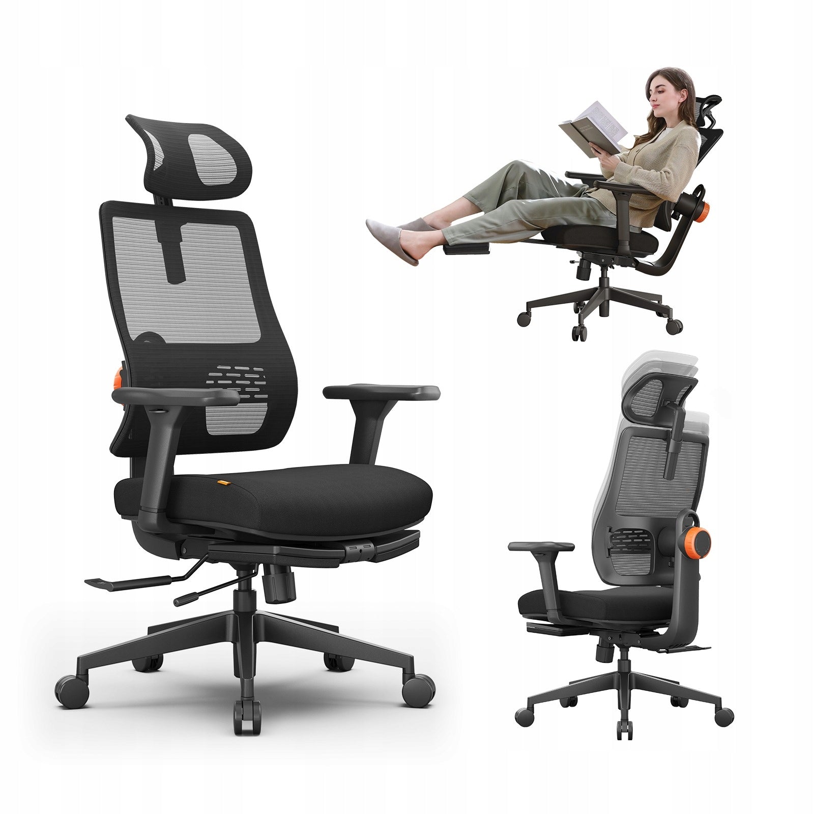 Ergonomic chair Newtral Magic H-BP with footrest automatic support