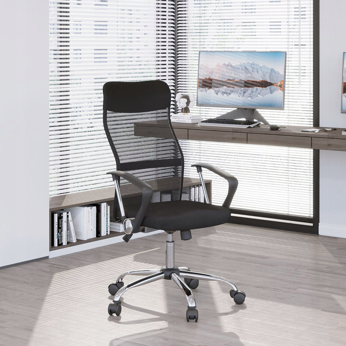 Ergonomic gaming office chair with rocking function, black
