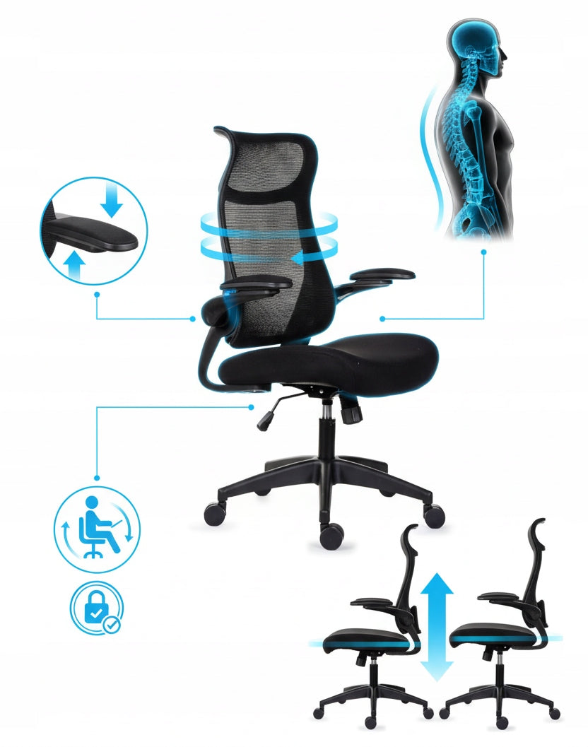 Ergonomic grey office chair FHX011 adjustable armrests health and safety grey Packaging status original