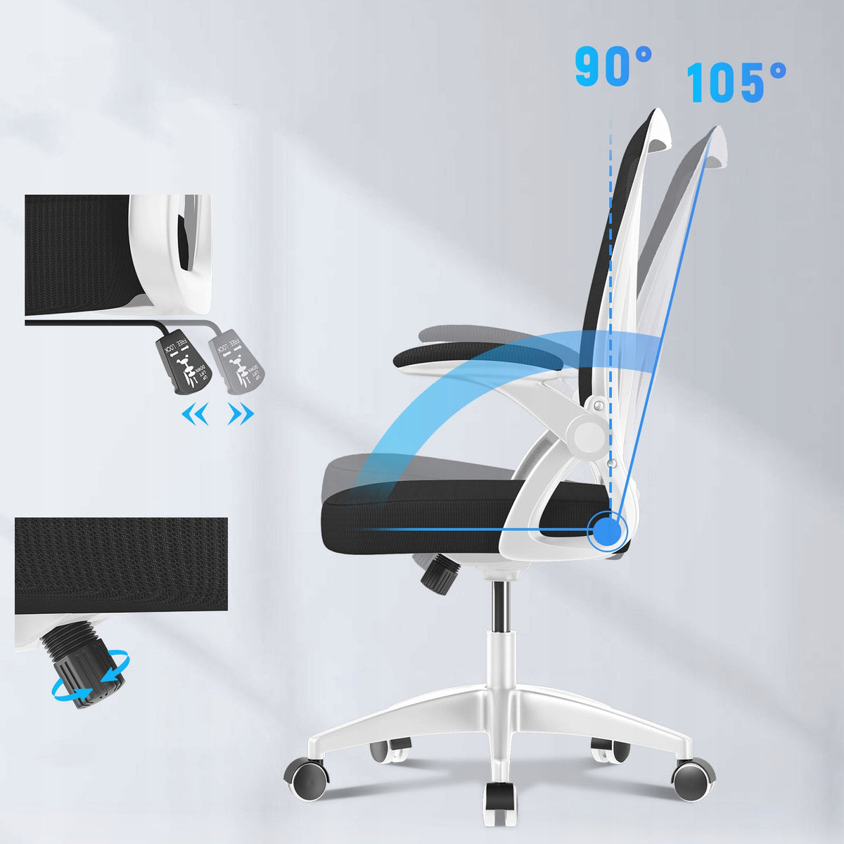 Ergonomic mesh swivel chair with adjustable support Packaging status original
