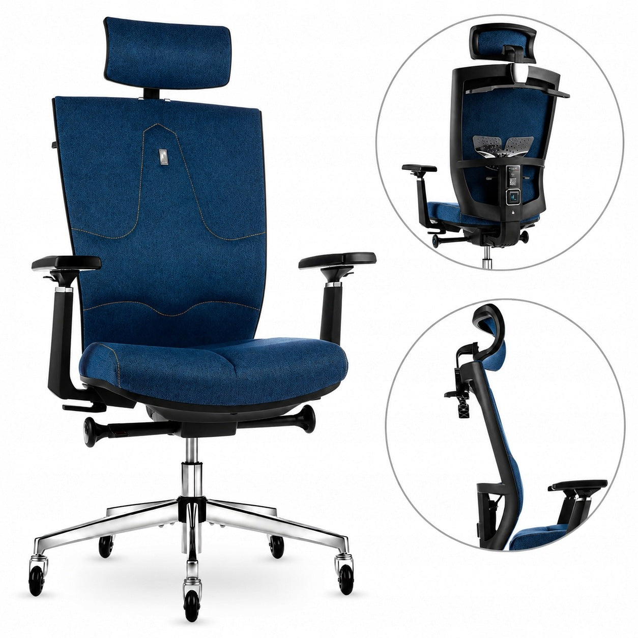 Ergonomic office chair Kulik System Space Blue - spine support