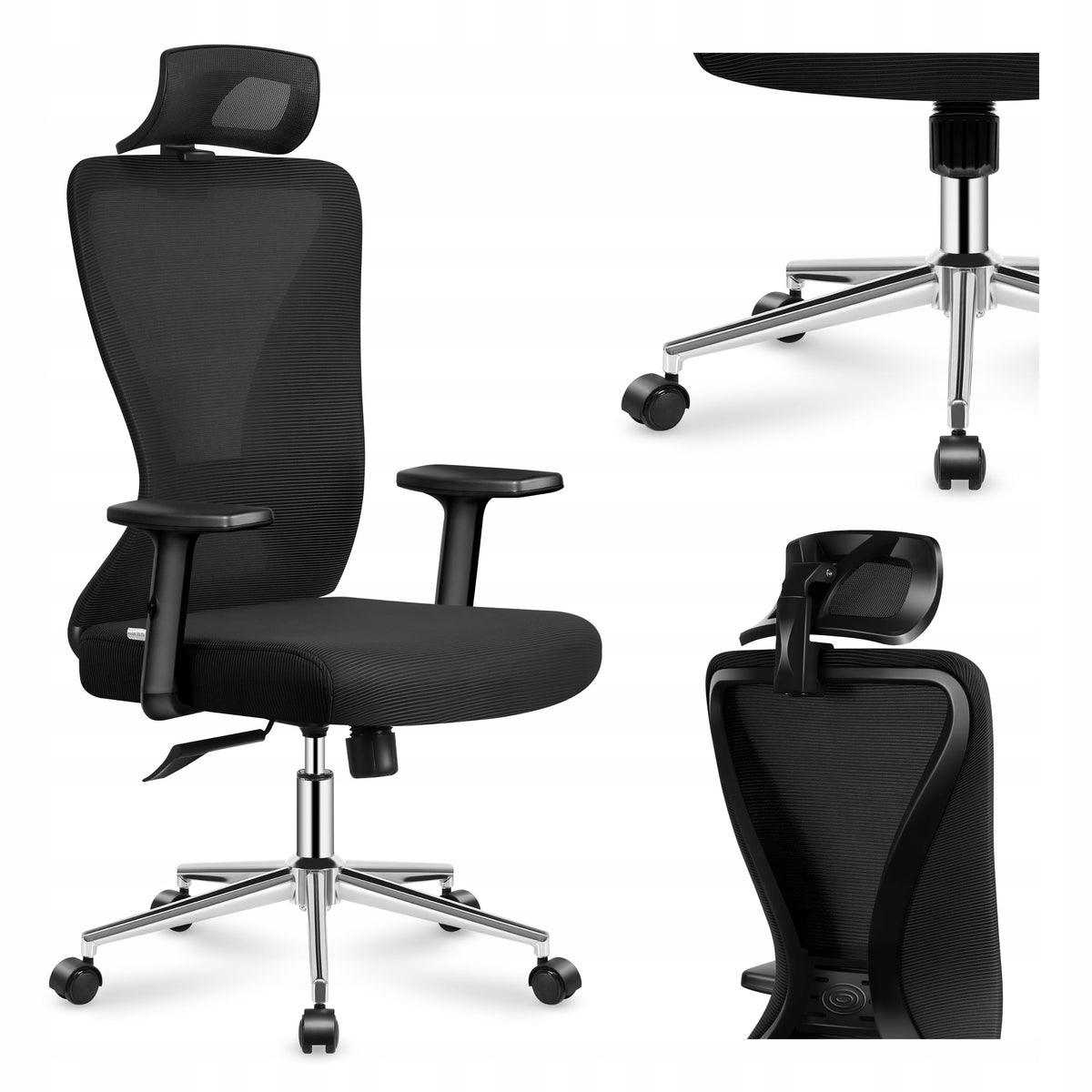 Ergonomic office chair MARK ADLER black swivel adjustable up to 130kg