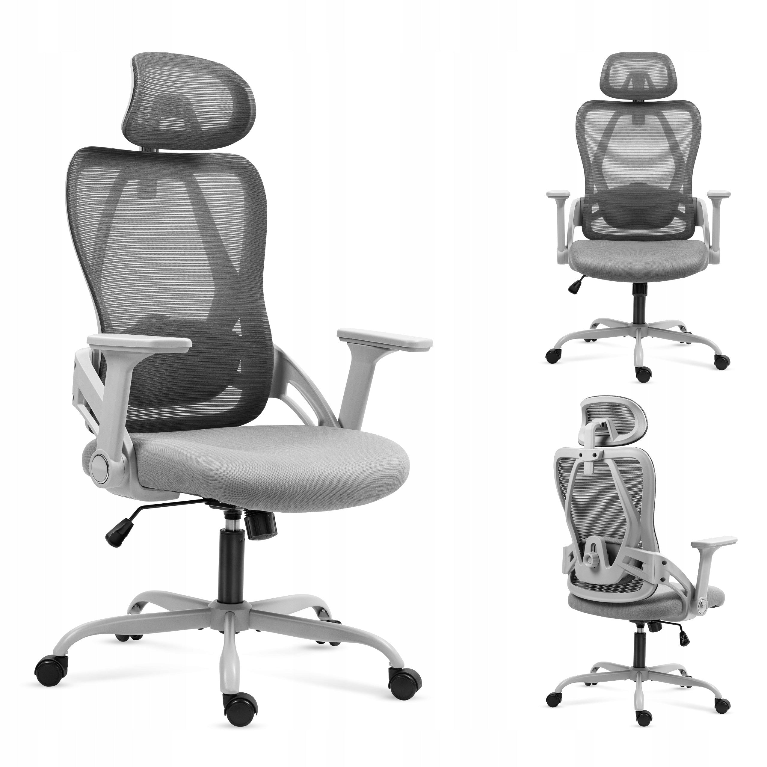 Ergonomic office chair MARK ADLER grey swivel rocking adjustable