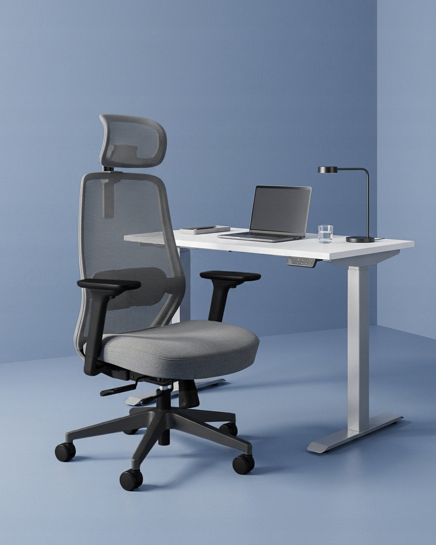 Ergonomic office chair SONIC grey - SYNCHRON, support safety net Brand Unique