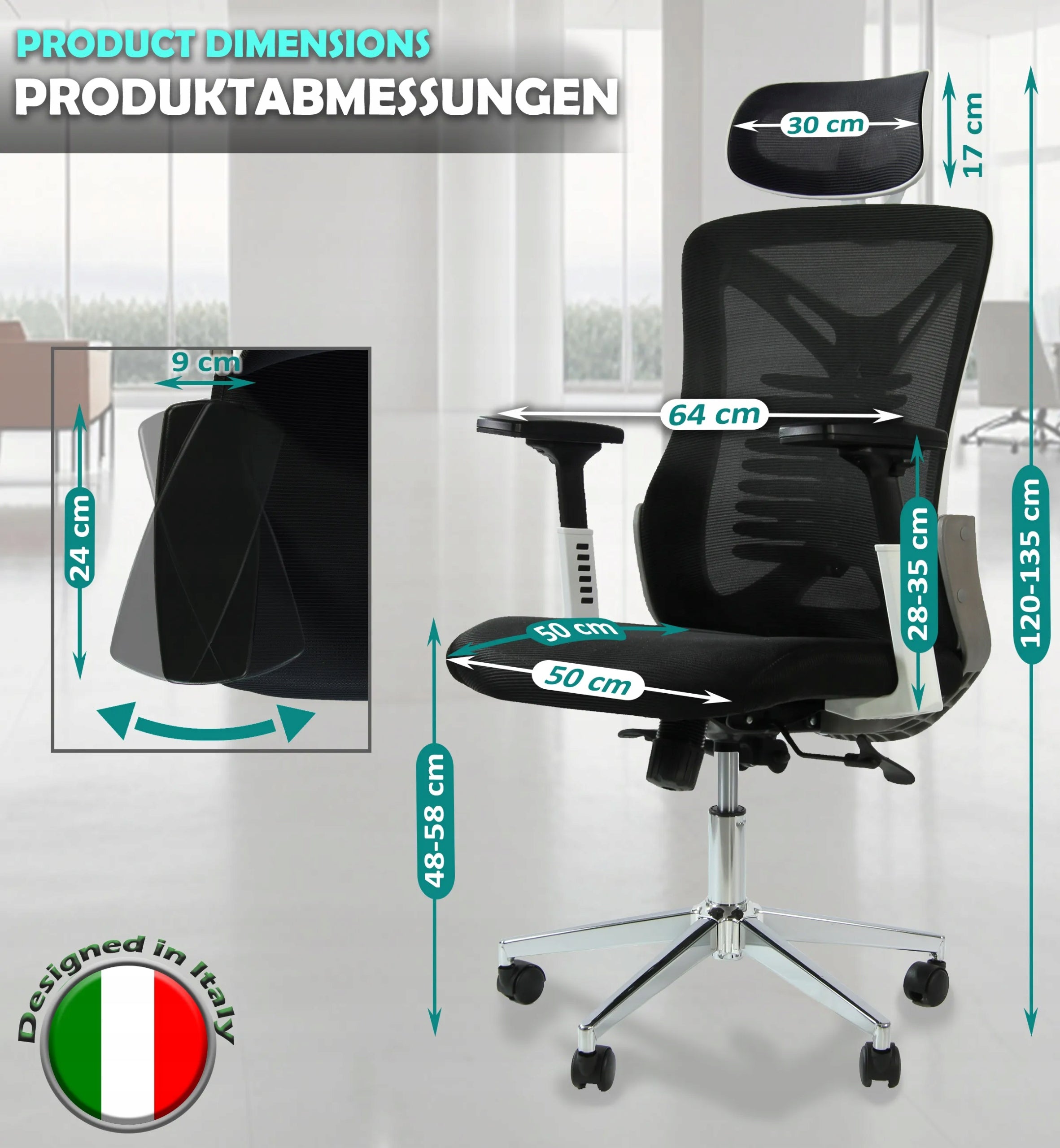Ergonomic office chair Y2-1 lumbar support black Manufacturer code DF0010