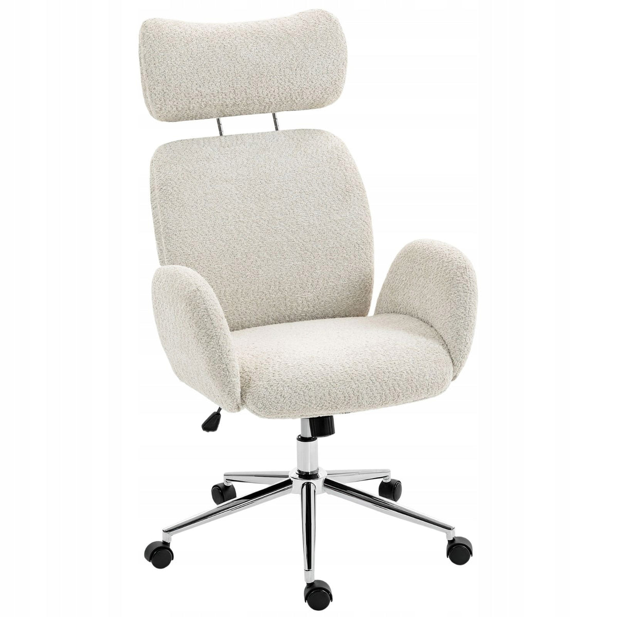 Ergonomic office chair with adjustable headrest, tiltable, grey-white
