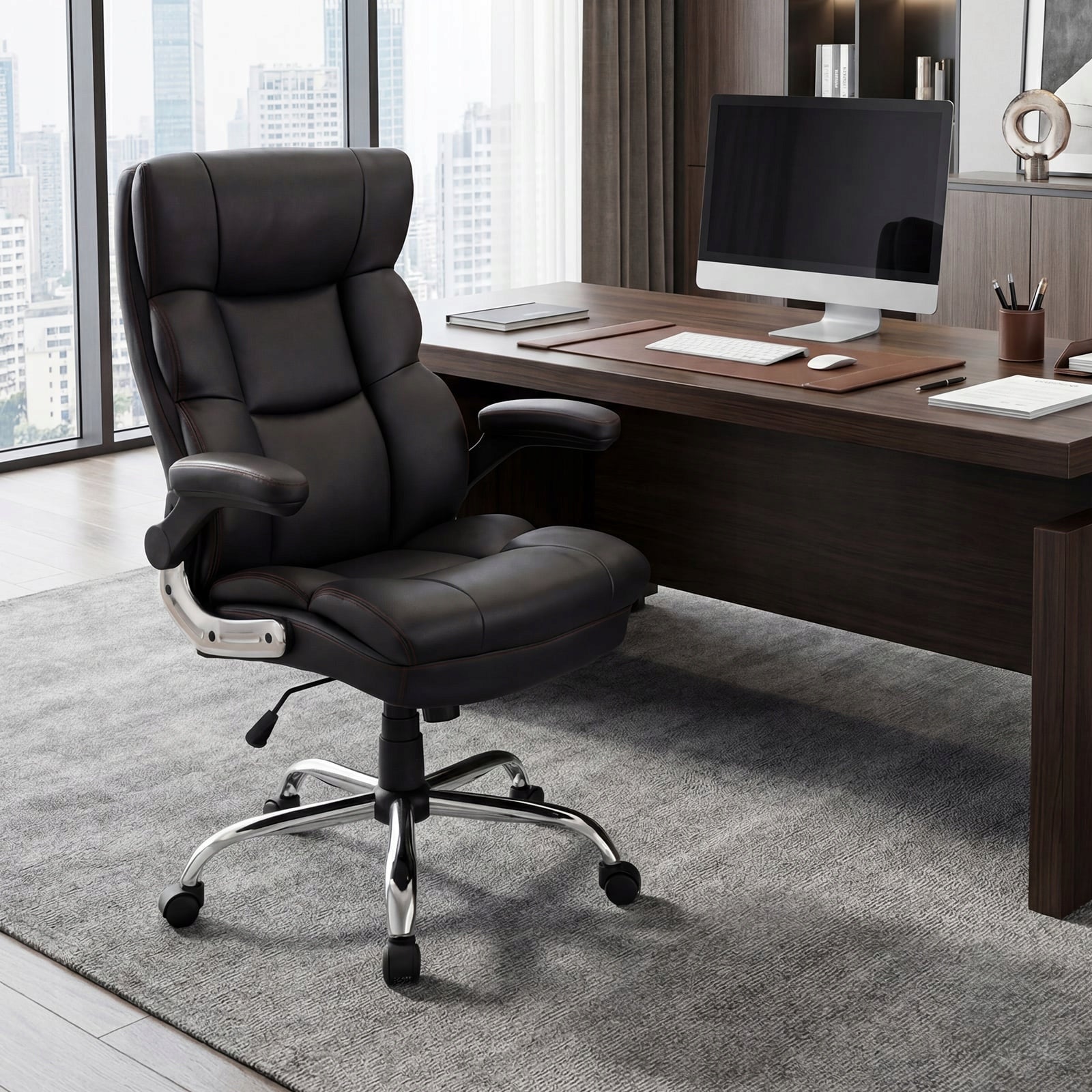 Ergonomic office chair with armrests, black Brand Costway