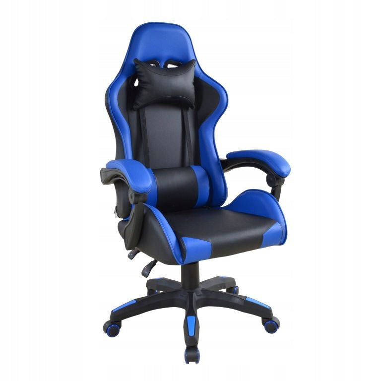 Ergonomic office chair with cushions, blue-black