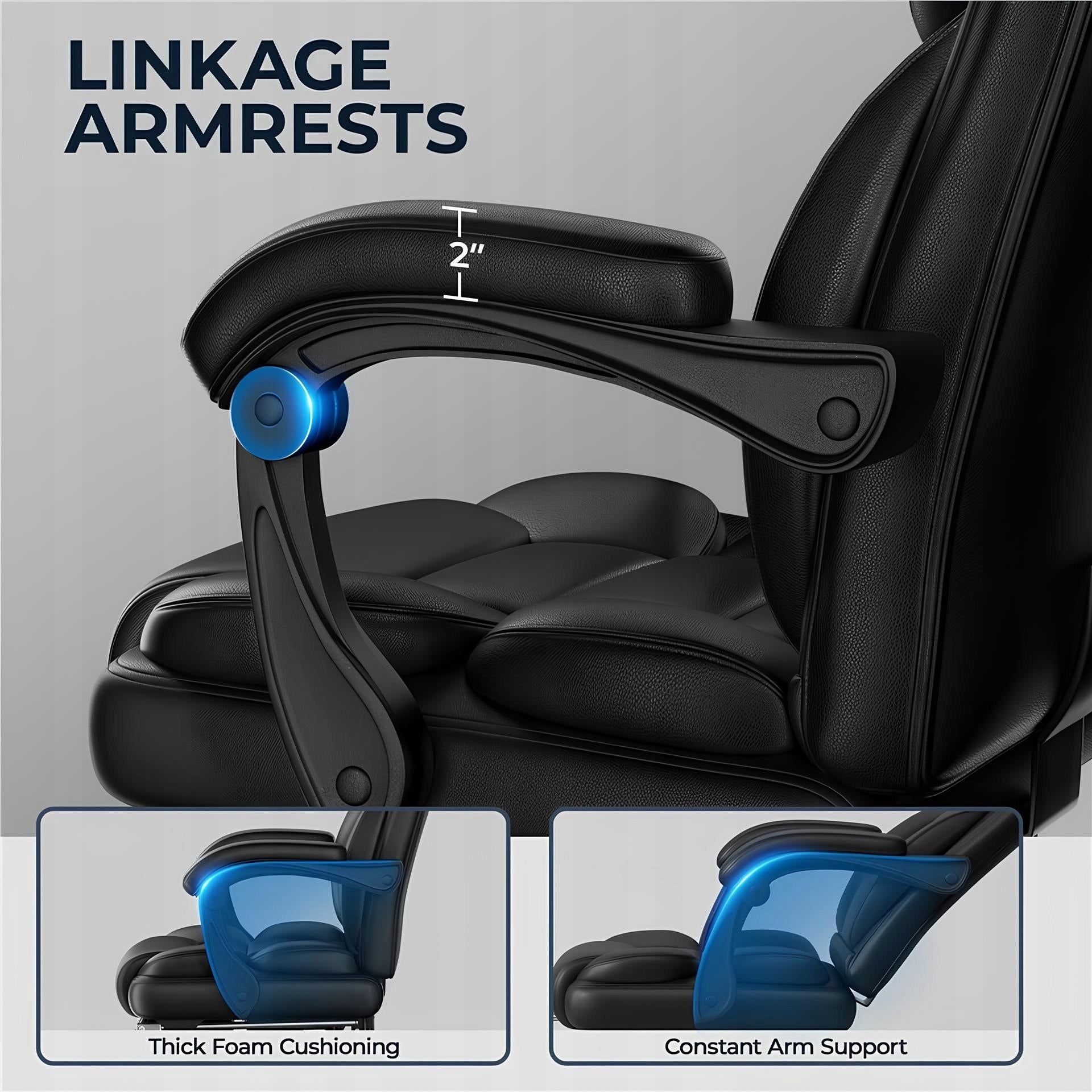 Ergonomic office chair with footrest and armrests Yaheetech Furniture depth 48 cm