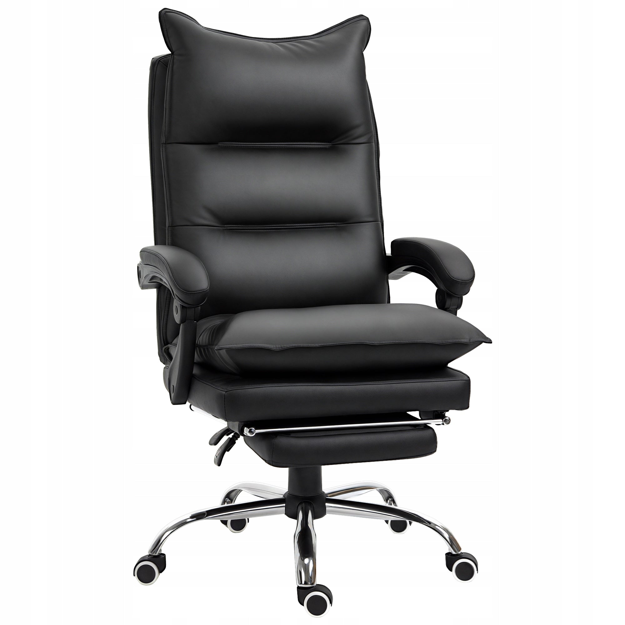 Ergonomic office chair with footrest eco-cleather black