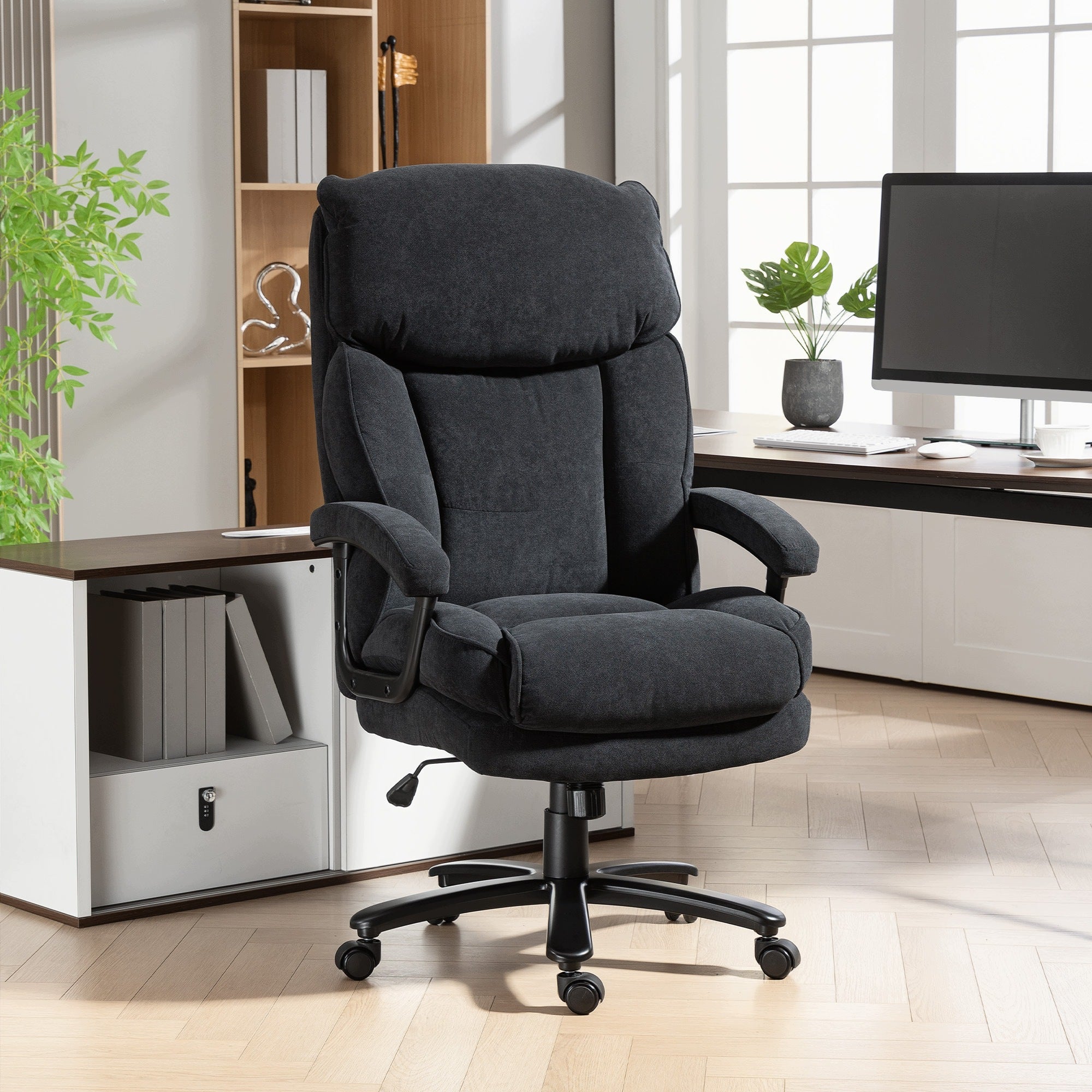 Ergonomic office chair with footrest with rocking function, black Medical device no