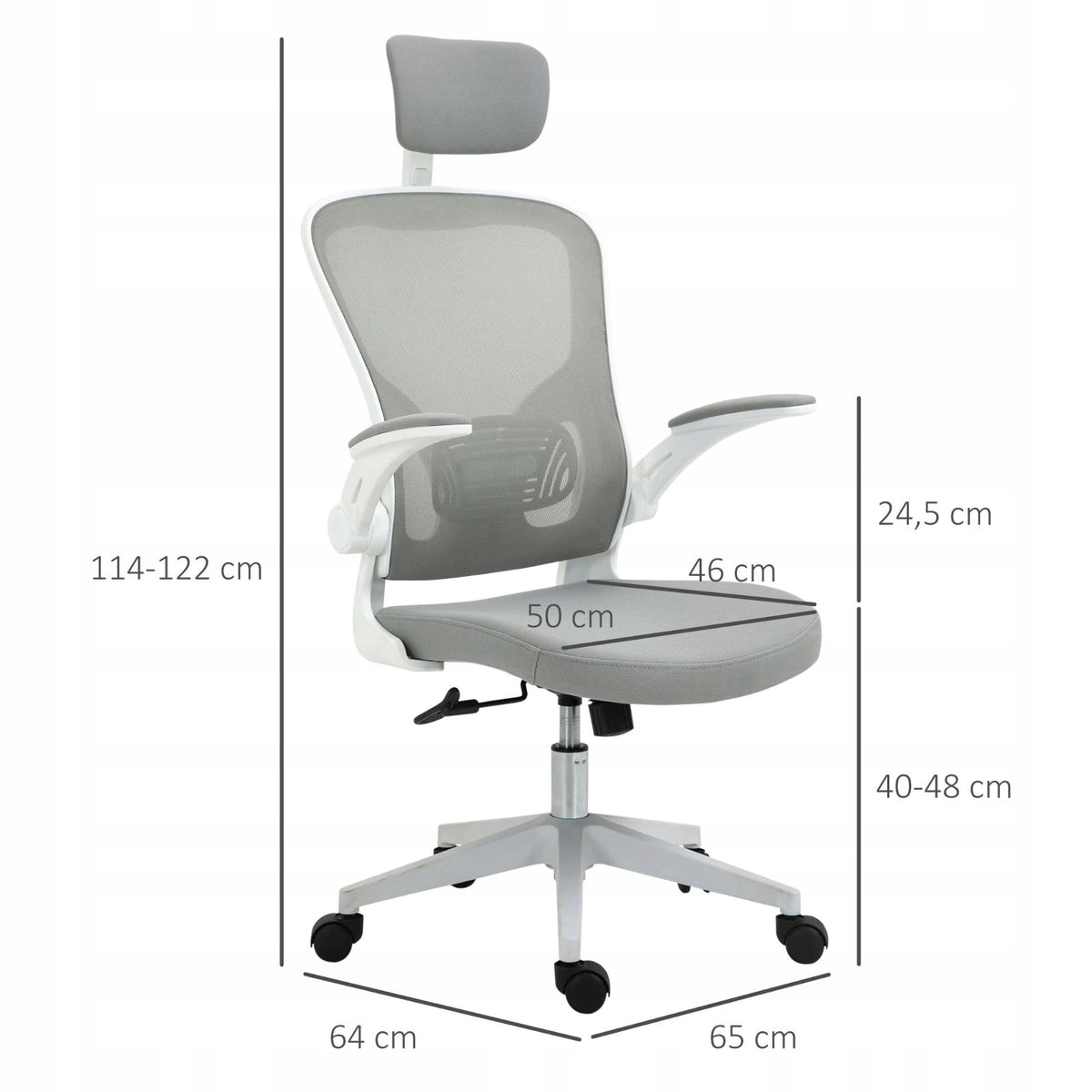Ergonomic office chair with headrest, grey Brand no brand