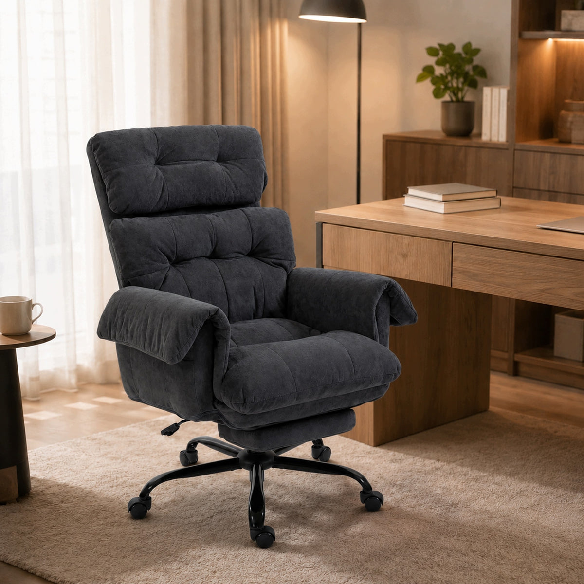Ergonomic office chairHOMCOM with armrests and footrest, grey Medical device no