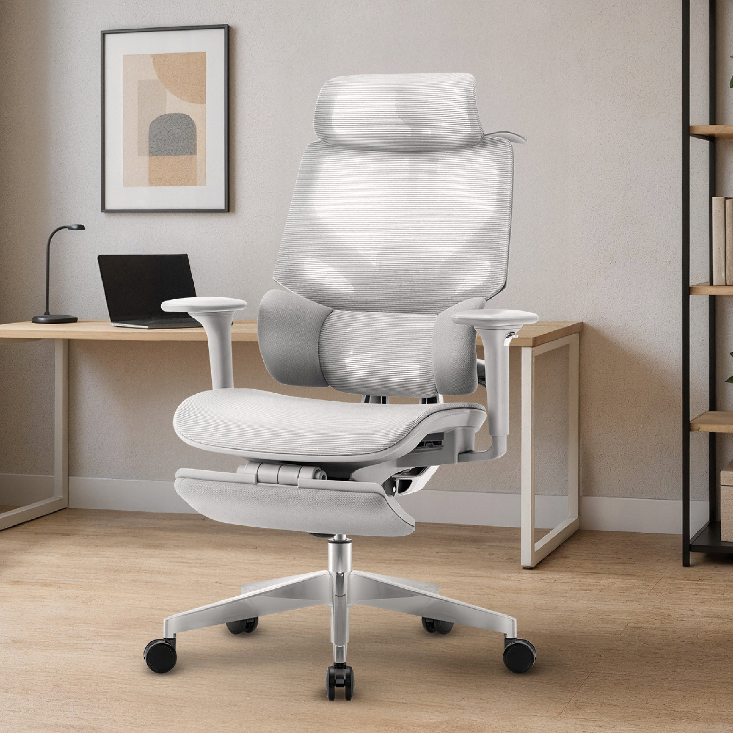 Ergonomic swivel office chair MARK ADLER grey for desk footrest Packaging status original