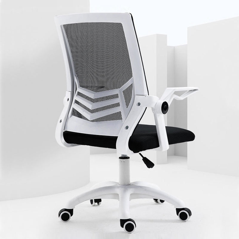 Ergonomic swivel office chair, mesh chair - white/black Furniture depth 52 cm
