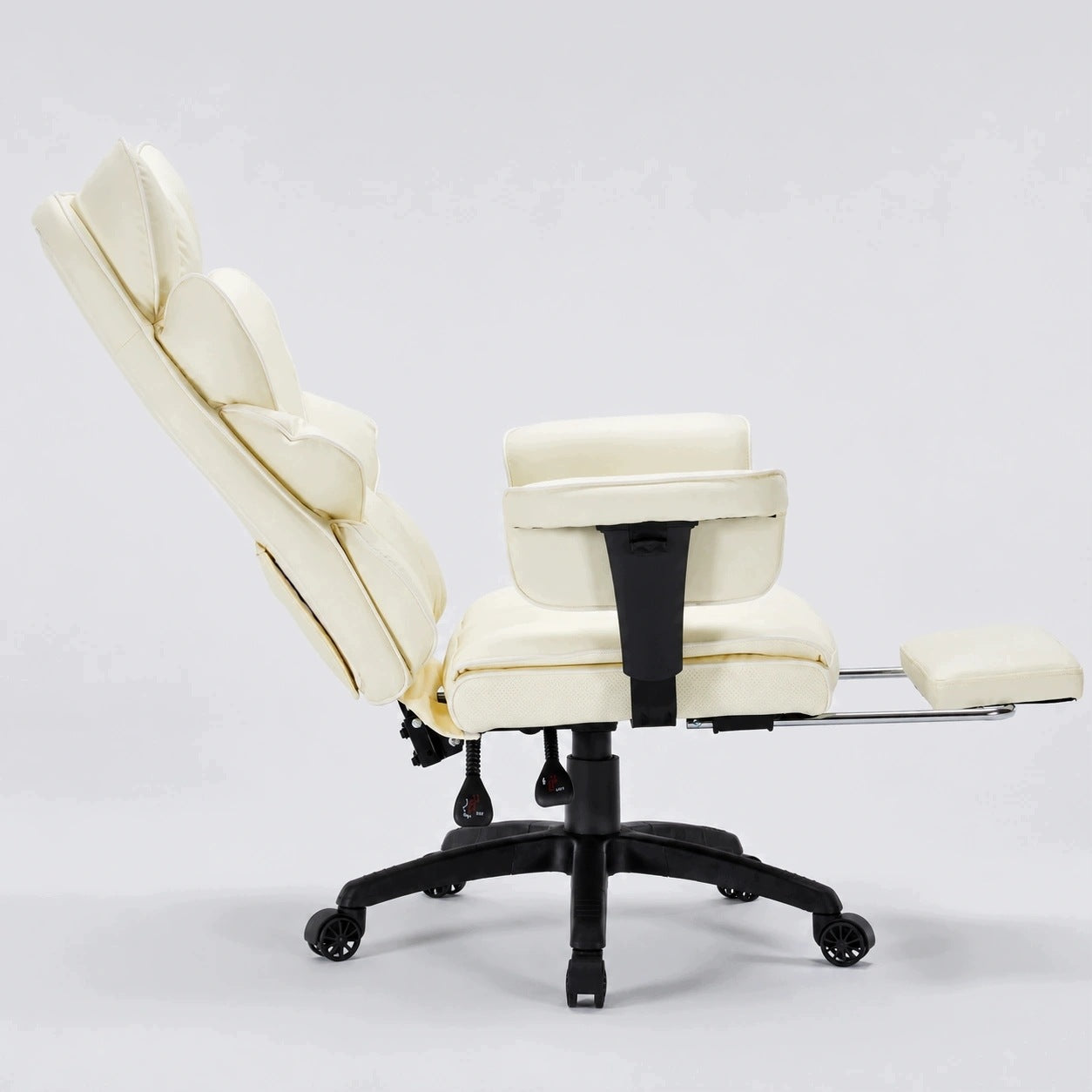 Ergonomic swivel office chair with footrest leather beige Packaging status original