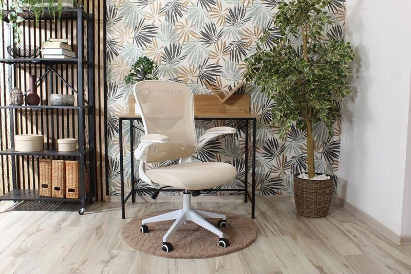 Ergonomic youth chair LUIS beige and white Furniture depth 64 cm