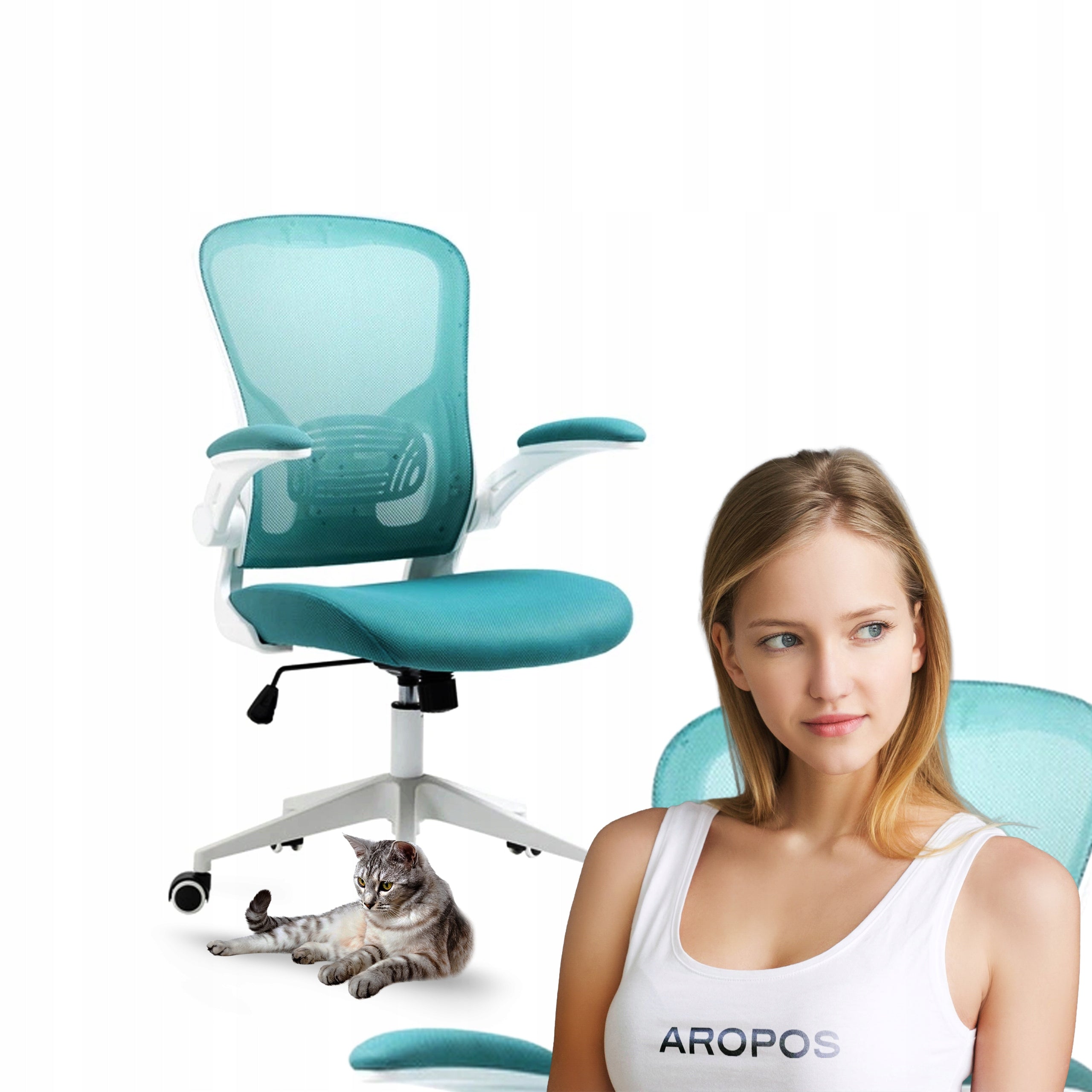 Ergonomic youth chair LUIS turquoise-white