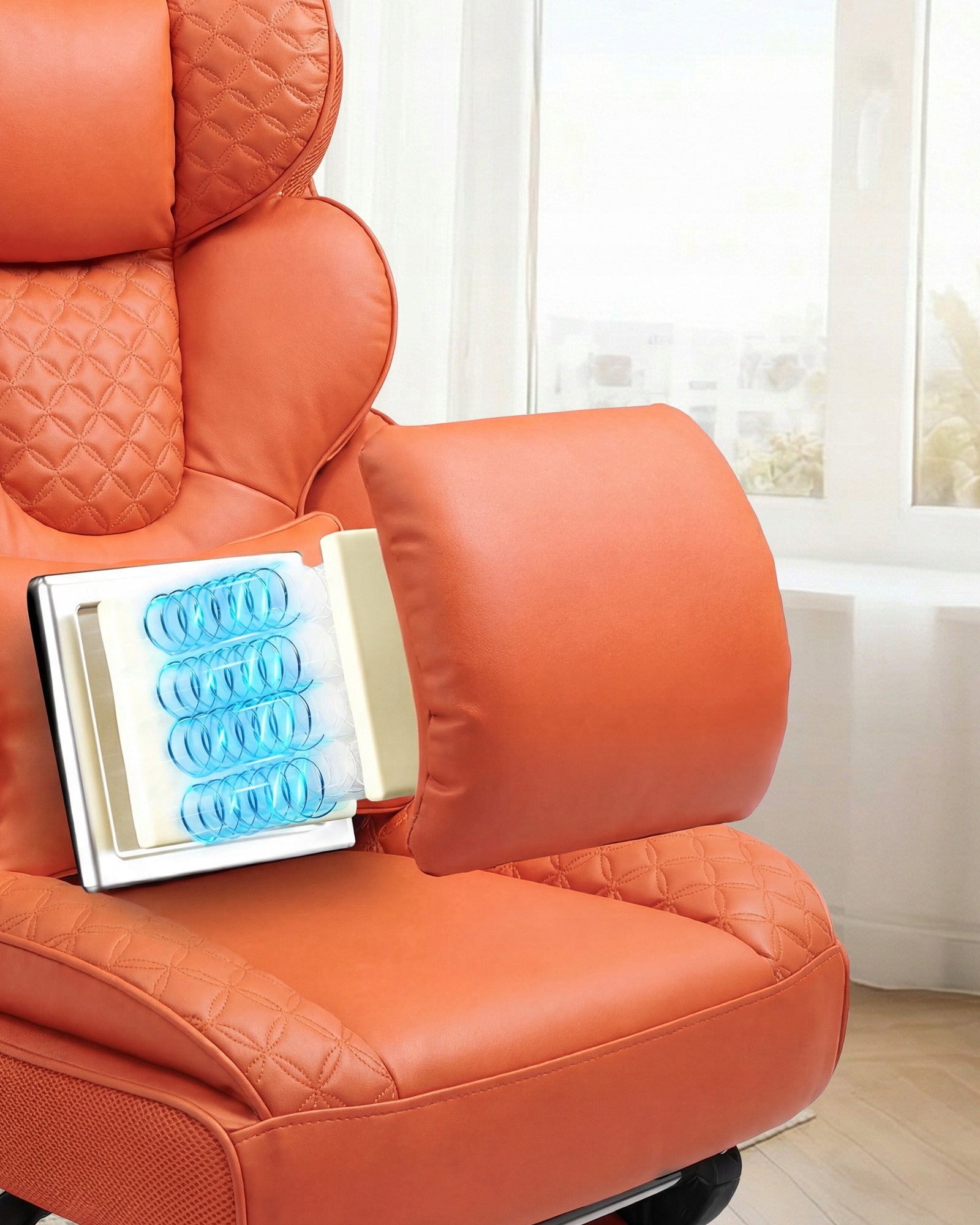 Ergonomiczny fotel gamingowy z regulowanym podparciem lędźwiowym 180 kg Furniture height 129 cm