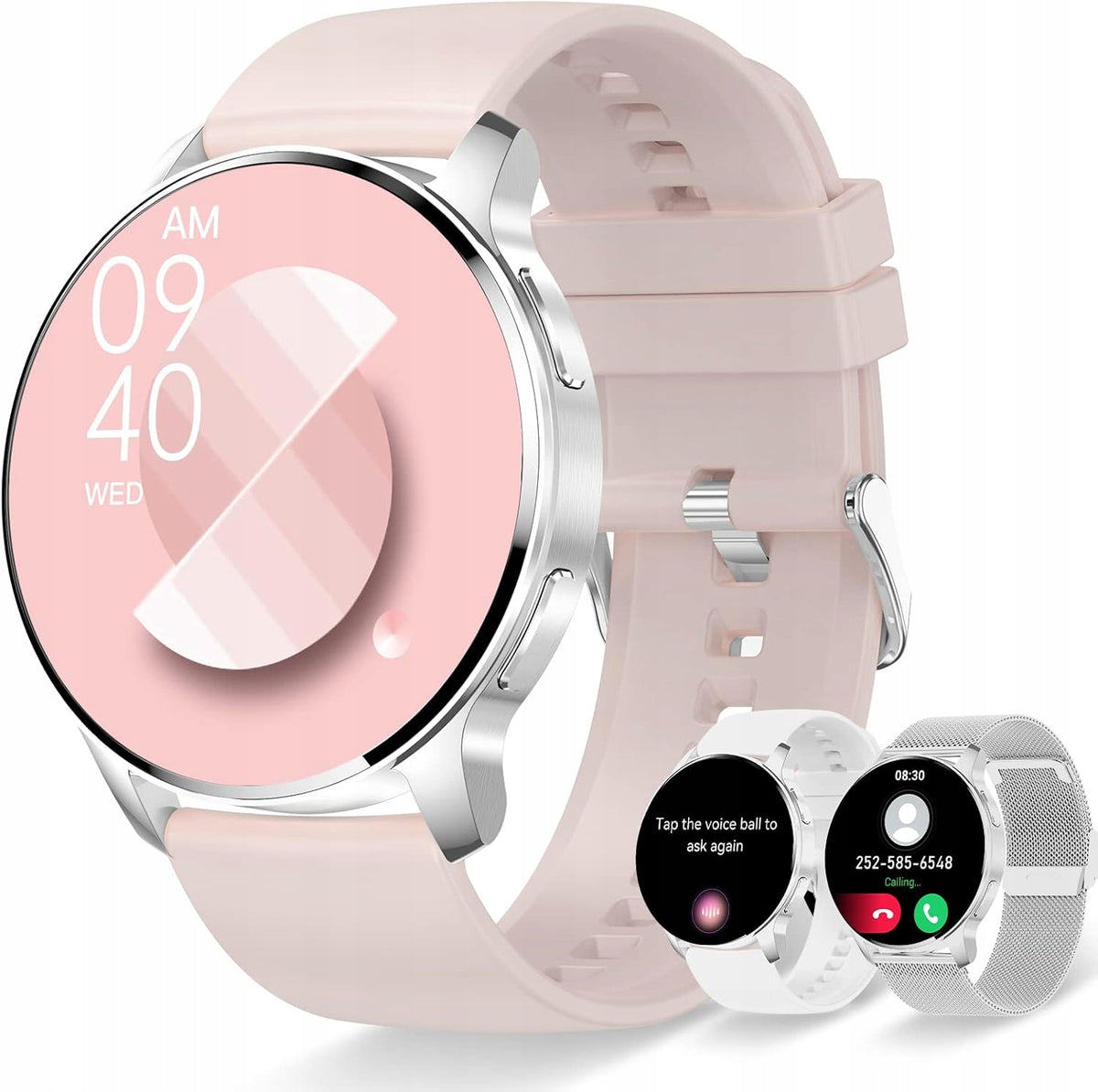 Erkwei Women's Smartwatch 1,32" Bluetooth, Pedometer, Heart Rate, SpO2, Sleep