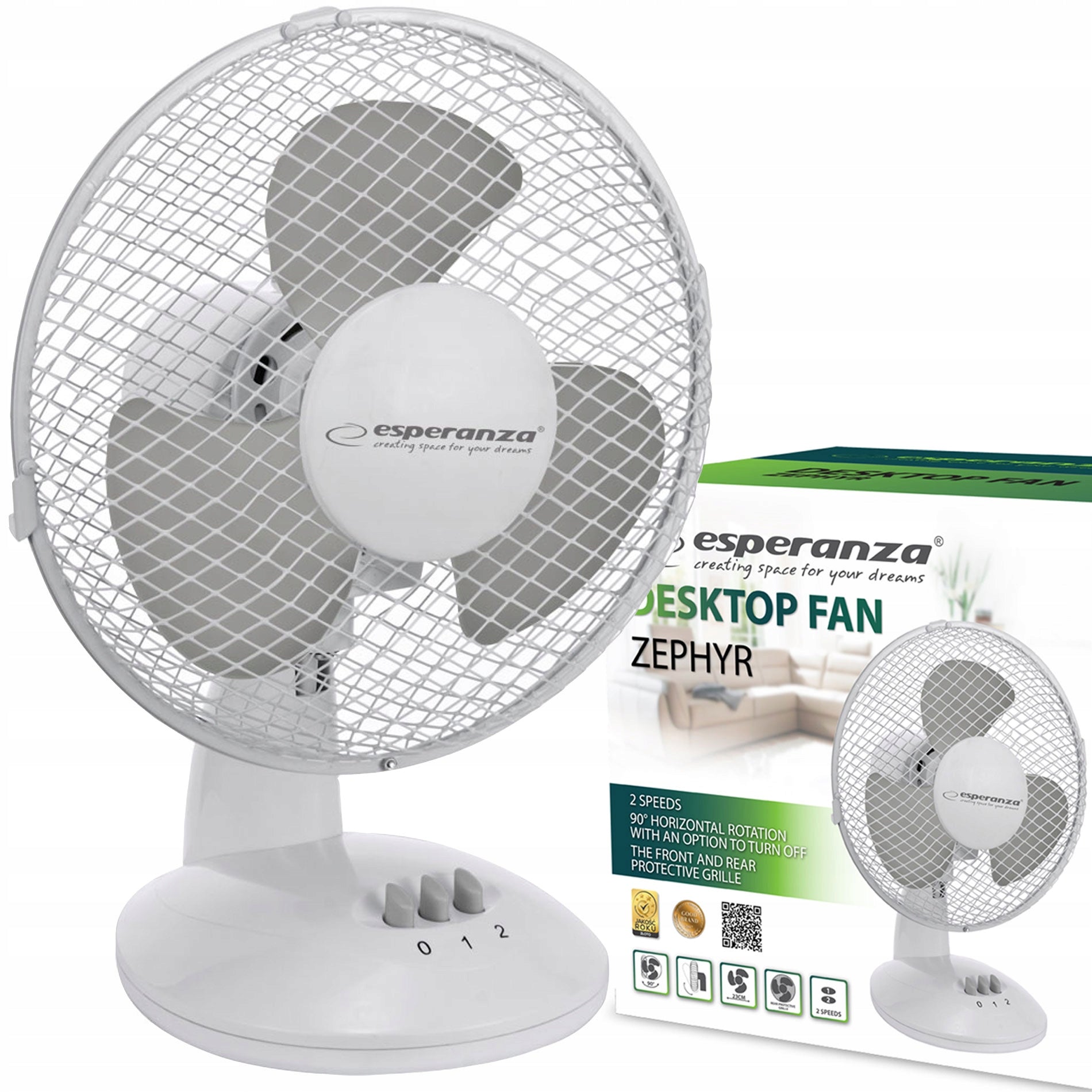 Esperanza Desk fan ZEPHYR white 30W