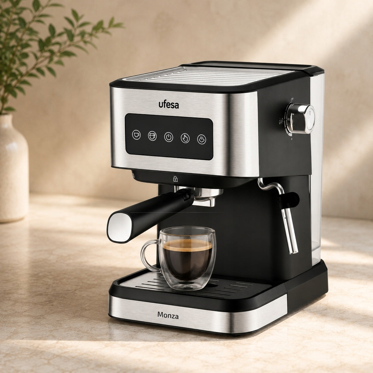 Espresso Machine for Coffee UFESA MONZA Steel Inox 20 Bar 1050 W 1,5L Poj. Model 71705461