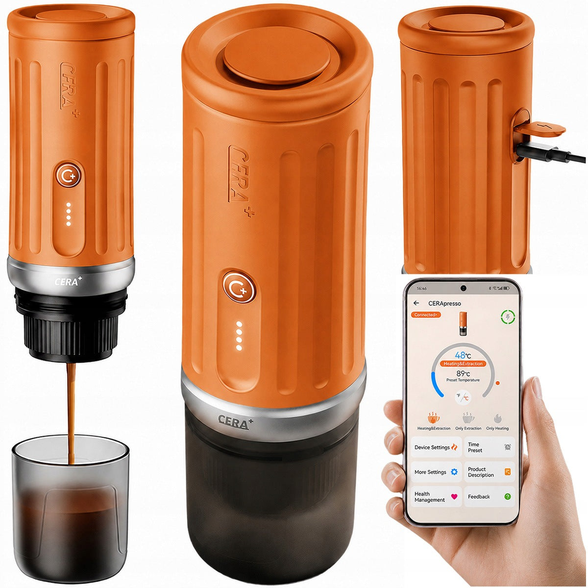 Espresso machine CERA+ PCM03S wireless 20 bar orange