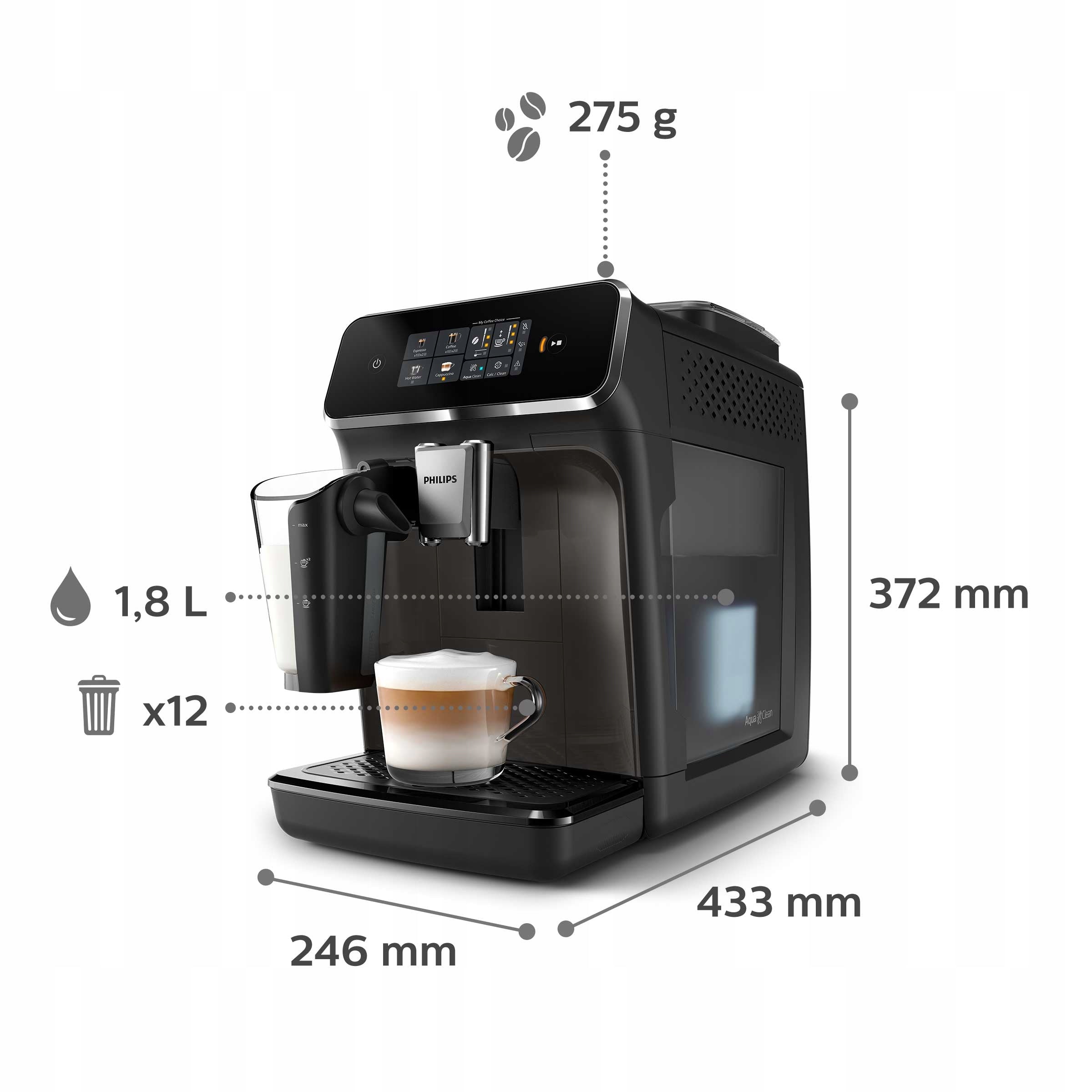 Espresso machine Philips EP2334/10 LatteGo 1500W 15 bar Double Cup Manufacturer code EP2334/10