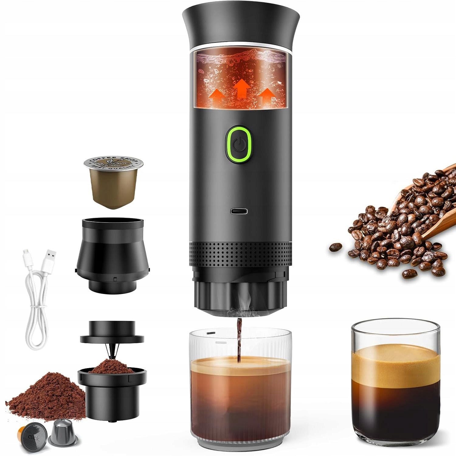 Espresso machine automatic black 72 W 20 bar capsules