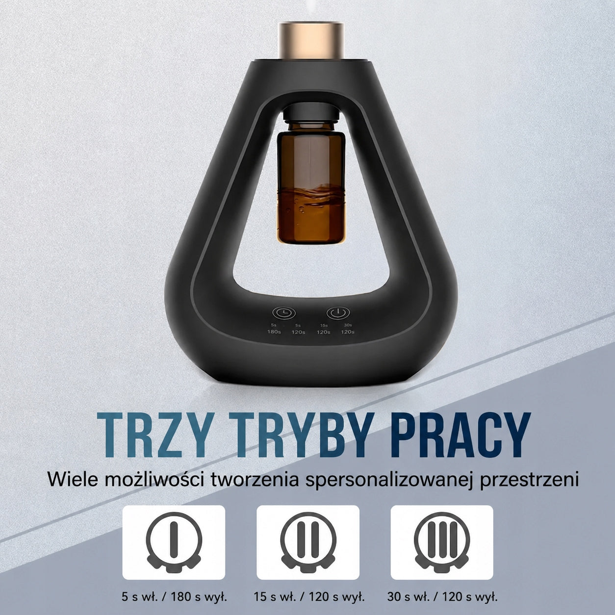 Essential Oil Nebulizer Diffuser Anhydrous Triangle Black Model Dyfuzor nebulizator olejków